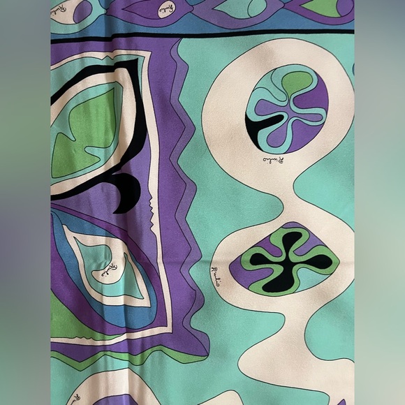 Emilio Pucci Silk Scarf in Purple and Green - Picture 5 of 7